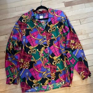 vintage graphic silk blouse